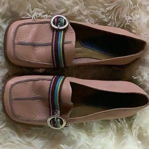 Pink leather loafers